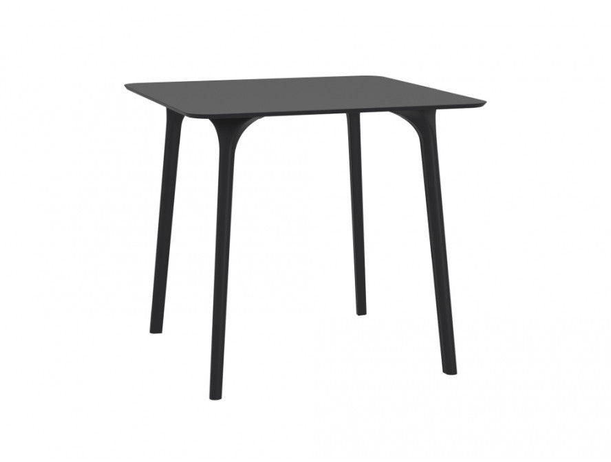 Table MAYLI carrée 80 cm plateau stratifié HPL pour l’intérieur et l’extérieur en noir